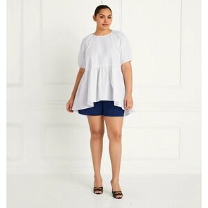 NWT Hill House The Francesca Top White XS‎ Short Sleeve Swing 100% Cotton Flowy